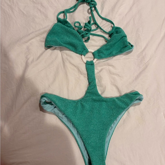 Lovers + Friends Seafoam Green Cutout Swimsuit. Revolve swim - Picture 3 of 5
